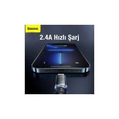 Baseus 1.2m 2.4A Ultra Hızlı Iphone Lightning Şarj ve Data Kablosu Iphone 14,13,12 Şarj Kablosu