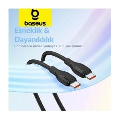 Baseus Mega Hızlı 1.2mt 100W Type-C To Type C Şarj Kablosu, Akım ve Isı Korumalı Type C Kablo, Pc, Tablet, Telefon
