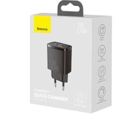 Baseus Compact QC 20W Şarj Cihazı Siyah