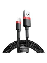 Baseus Cafule Serisi Usb to Type C 2 Amper Usb Uzun Hızlı Şarj Kablosu 2 Metre - Siyah