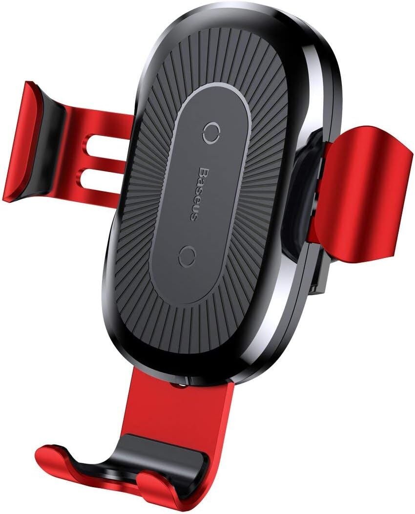 Baseus  Gravity, Kablosuz Araç Şarj Cihazı, Kırmızı, 10 W, Giriş Voltajı: 10 V, Araç Kalorifer Peteği/Havalandırma Mazgalları/Klima Boşluğuna Uygun, Mandallı Tasarım, Kolay Tutuş