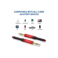 Profesyonel Hifi Stereo Ses Kablo 3,5 mm To 3.5mm Trs Uzatma Aux Kablosu 1 ADET CM0004 Uzun 3 Metre Kırmızı