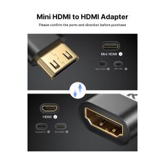 Jsaux CV0037 Mini HDMI - HDMI Adaptörü Mini HDMI To HDMI Kablosu 4K 60Hz Hdr 3D 18GBPS Dolby, Dslr, Video Kamera, Grafik Kartı, Raspberry Pi Zero W, Dizüstü Bilgisayar, Tablet, Hdtv, Projektör ile Uyumlu
