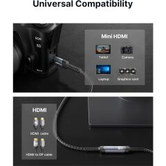 Jsaux CV0037 Mini HDMI - HDMI Adaptörü Mini HDMI To HDMI Kablosu 4K 60Hz Hdr 3D 18GBPS Dolby, Dslr, Video Kamera, Grafik Kartı, Raspberry Pi Zero W, Dizüstü Bilgisayar, Tablet, Hdtv, Projektör ile Uyumlu