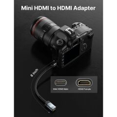 Jsaux CV0037 Mini HDMI - HDMI Adaptörü Mini HDMI To HDMI Kablosu 4K 60Hz Hdr 3D 18GBPS Dolby, Dslr, Video Kamera, Grafik Kartı, Raspberry Pi Zero W, Dizüstü Bilgisayar, Tablet, Hdtv, Projektör ile Uyumlu
